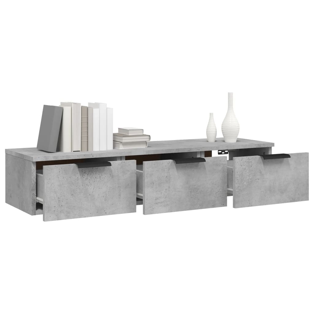 vidaXL Wall Cabinet Concrete Grey 102x30x20 cm Engineered Wood 4