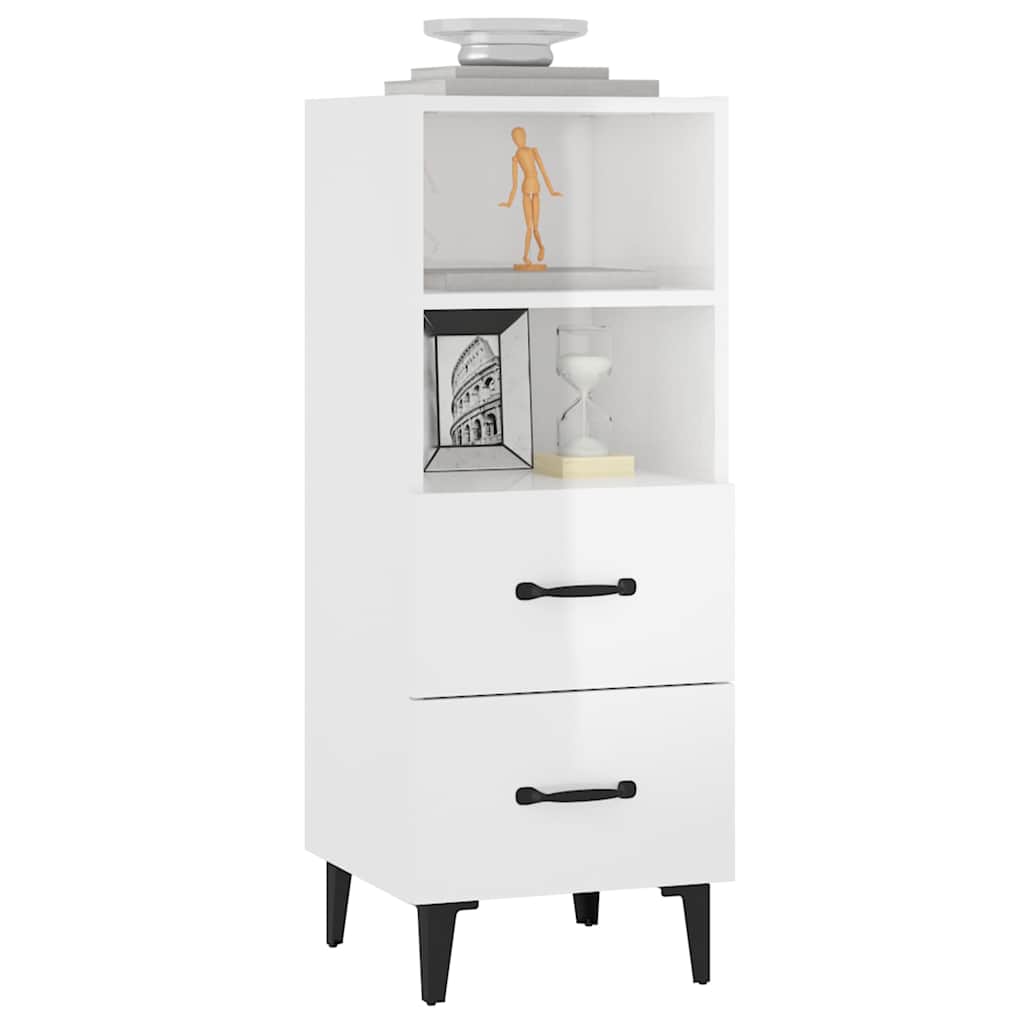 vidaXL Sideboard High Gloss White 34.5x34x90 cm Engineered Wood 4