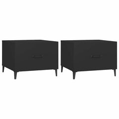 vidaXL Coffee Table with Metal Legs 2 pcs Black 50x50x40 cm 2