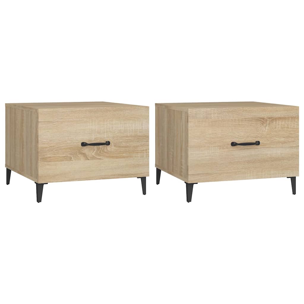 vidaXL Coffee Table with Metal Legs 2 pcs Sonoma Oak 50x50x40 cm 2