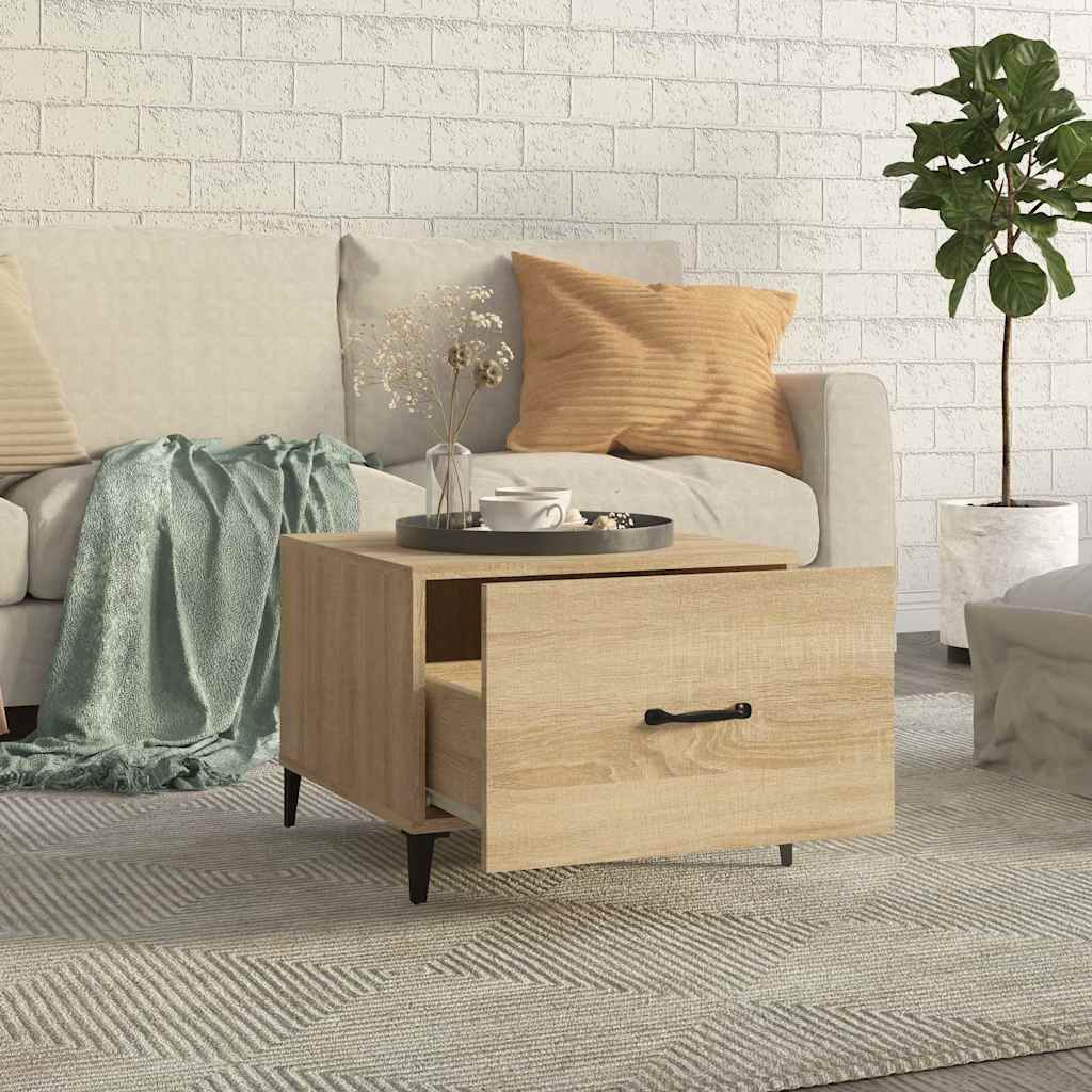 vidaXL Coffee Table with Metal Legs 2 pcs Sonoma Oak 50x50x40 cm 3