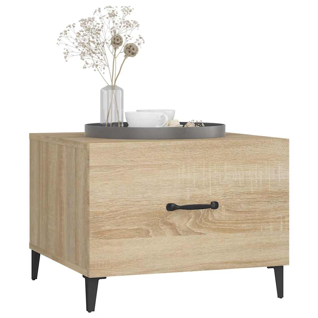vidaXL Coffee Table with Metal Legs 2 pcs Sonoma Oak 50x50x40 cm 4