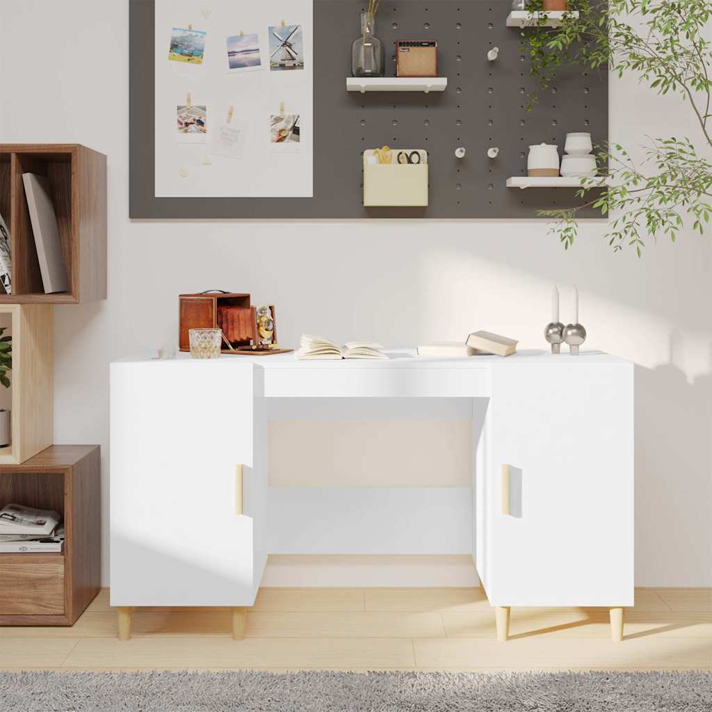 Desk 140x50x75 cm Engineered Wood White