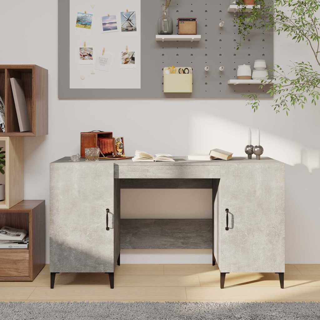 Desk 140x50x75 cm Engineered Wood Concrete grey