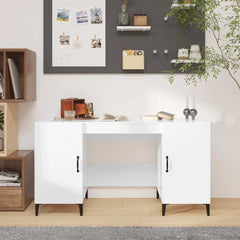Desk 140x50x75 cm Engineered Wood High gloss white