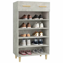 vidaXL Shoe Cabinet Concrete Grey 60x35x105 cm Engineered Wood 4
