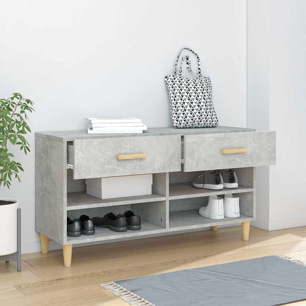 vidaXL Shoe Cabinet Concrete Grey 102x35x55 cm Engineered Wood 3