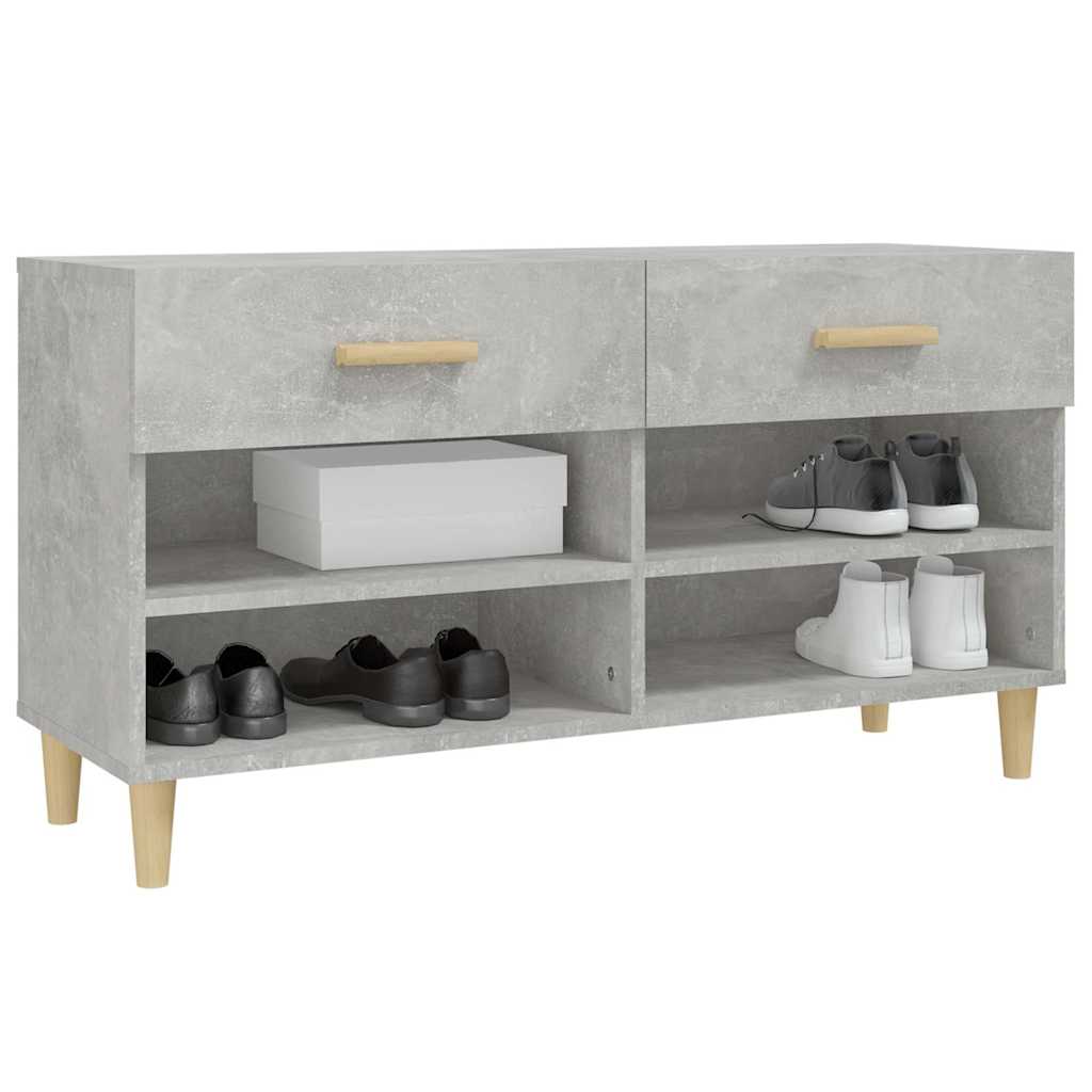 vidaXL Shoe Cabinet Concrete Grey 102x35x55 cm Engineered Wood 4