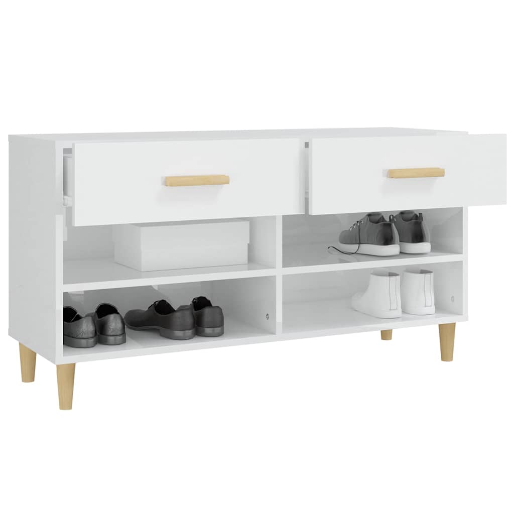vidaXL Shoe Cabinet | High gloss white | Engineered wood 5