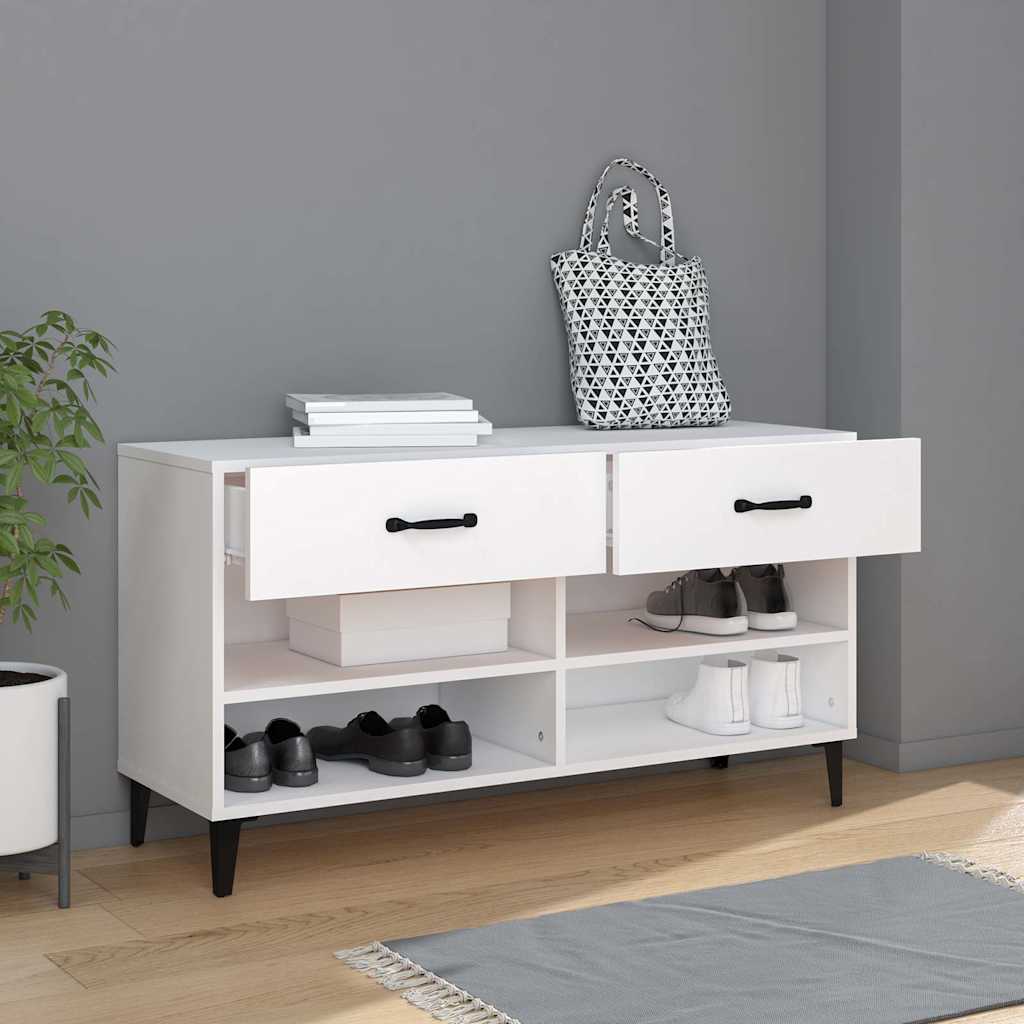 Shoe Cabinet 102x35x55 cm Engineered Wood White