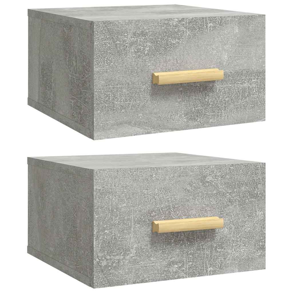 vidaXL Wall-mounted Bedside Cabinets 2 pcs Concrete Grey 35x35x20 cm 2
