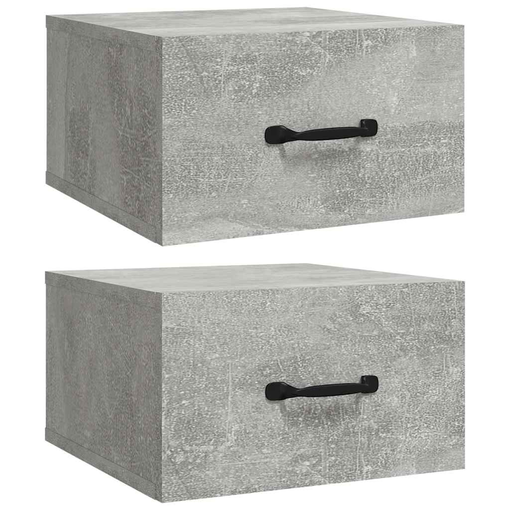 vidaXL Wall-mounted Bedside Cabinets 2 pcs Concrete Grey 35x35x20 cm 2