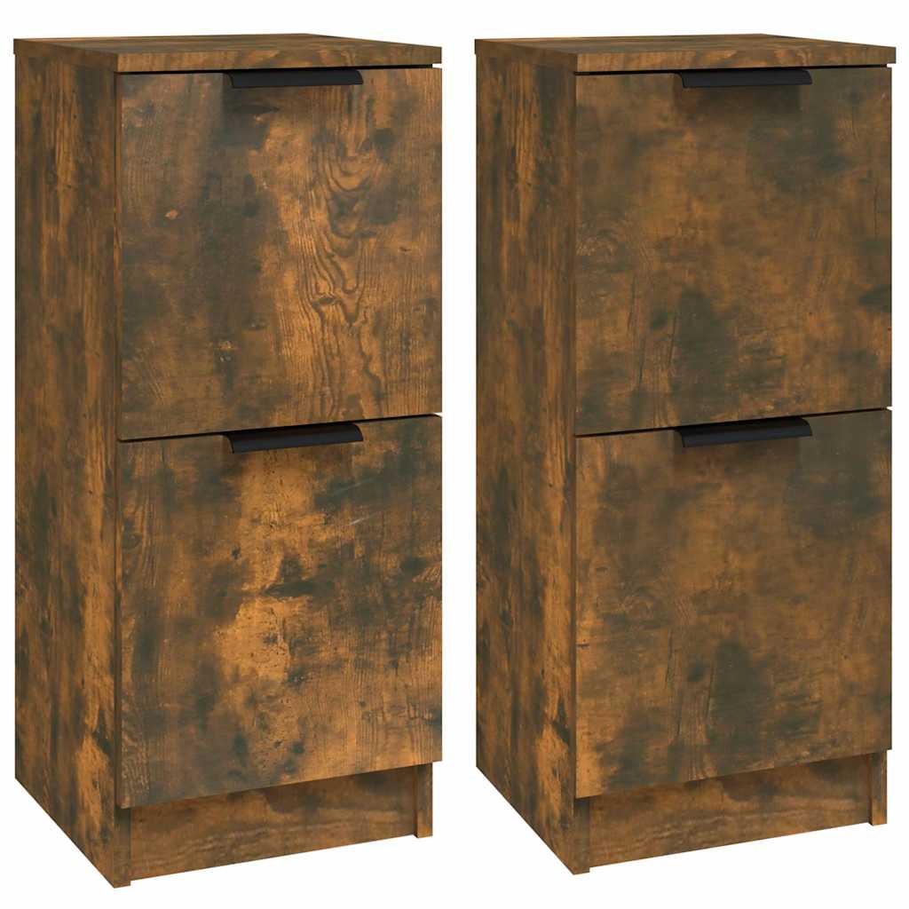 vidaXL Sideboards 2 pcs Smoked Oak 30x30x70 cm Engineered Wood 2