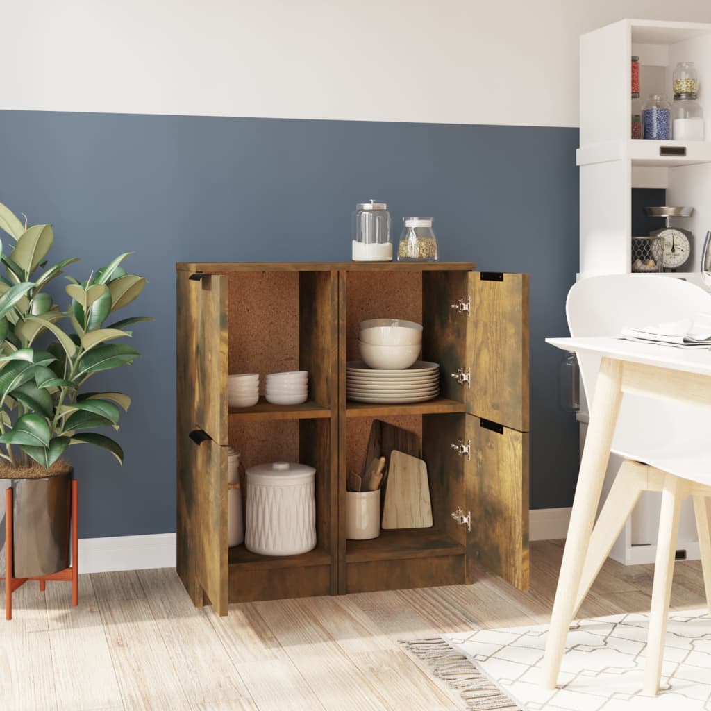 vidaXL Sideboards 2 pcs Smoked Oak 30x30x70 cm Engineered Wood 3