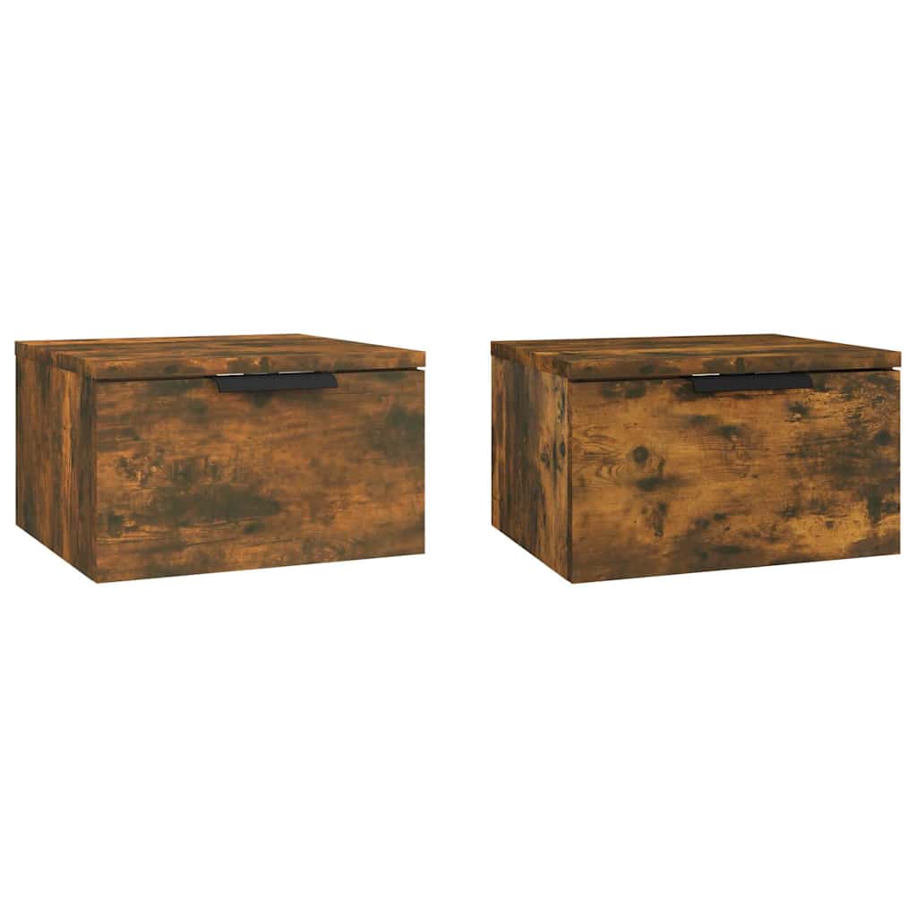 vidaXL Wall-mounted Bedside Cabinets 2 pcs Smoked Oak 34x30x20 cm 2