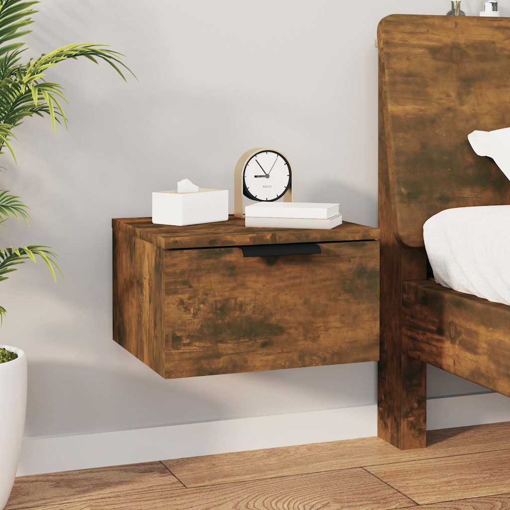 vidaXL Wall-mounted Bedside Cabinets 2 pcs Smoked Oak 34x30x20 cm 3