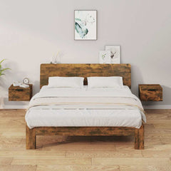 Wall-mounted Bedside Cabinets in Smoked Oak