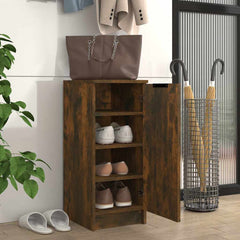 vidaXL Shoe Cabinet Smoked Oak 30x35x70 cm Engineered Wood 3