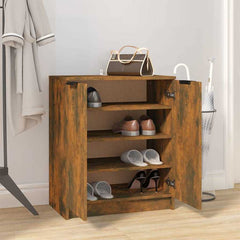 vidaXL Shoe Cabinet Smoked Oak 59x35x70 cm Engineered Wood 6