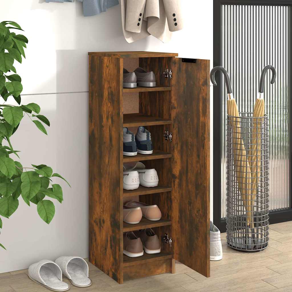 vidaXL Shoe Cabinet Smoked Oak 30x35x100 cm Engineered Wood 3