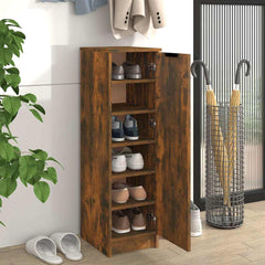 vidaXL Shoe Cabinet Smoked Oak 30x35x100 cm Engineered Wood 3