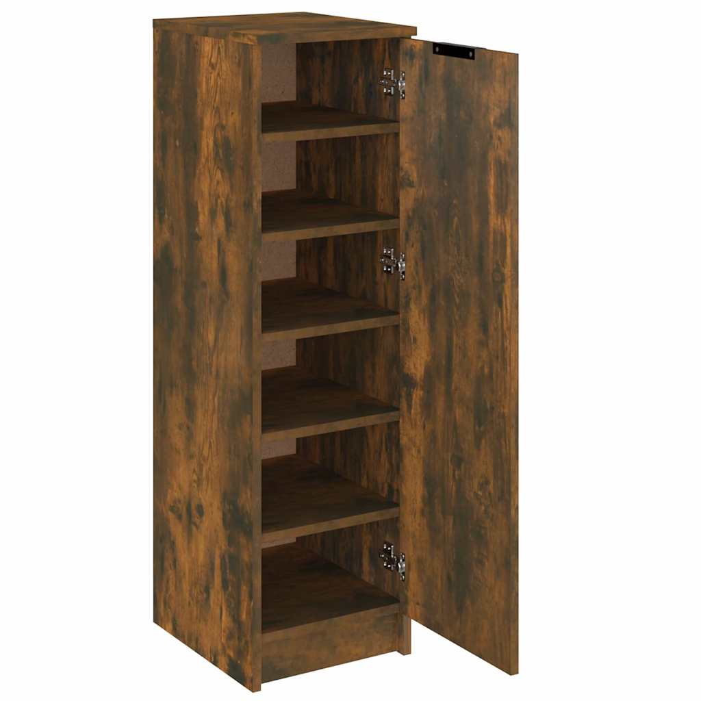vidaXL Shoe Cabinet Smoked Oak 30x35x100 cm Engineered Wood 6