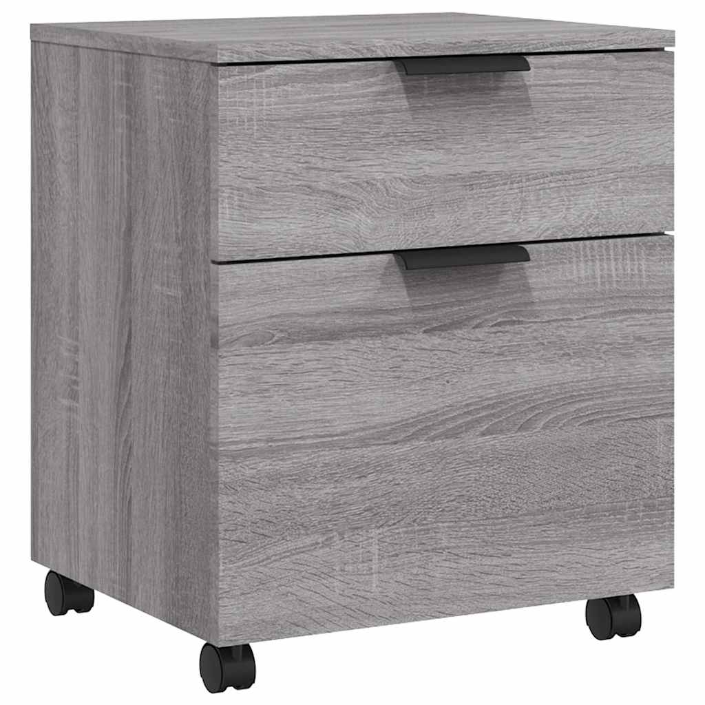 vidaXL Mobile File Cabinet with Wheels Grey Sonoma 45x38x54 cm Engineered Wood 2