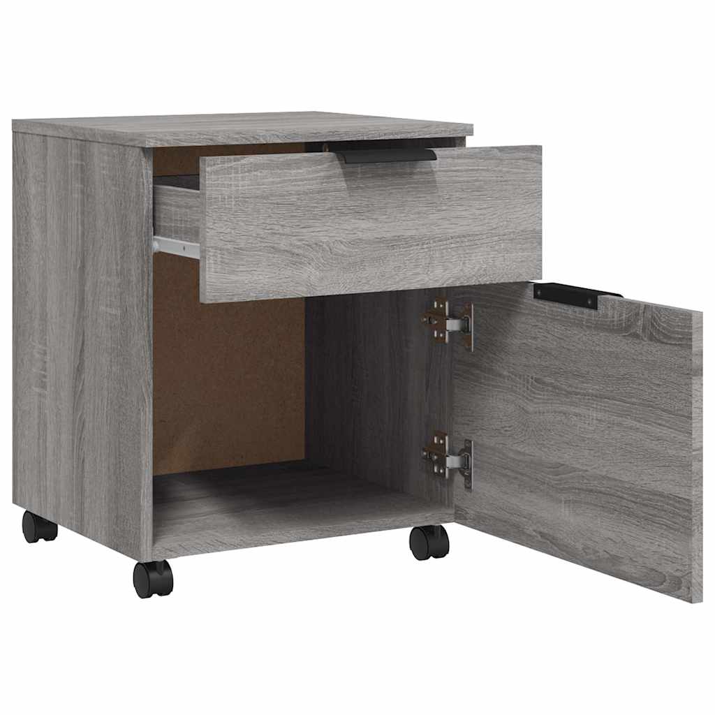 vidaXL Mobile File Cabinet with Wheels Grey Sonoma 45x38x54 cm Engineered Wood 4