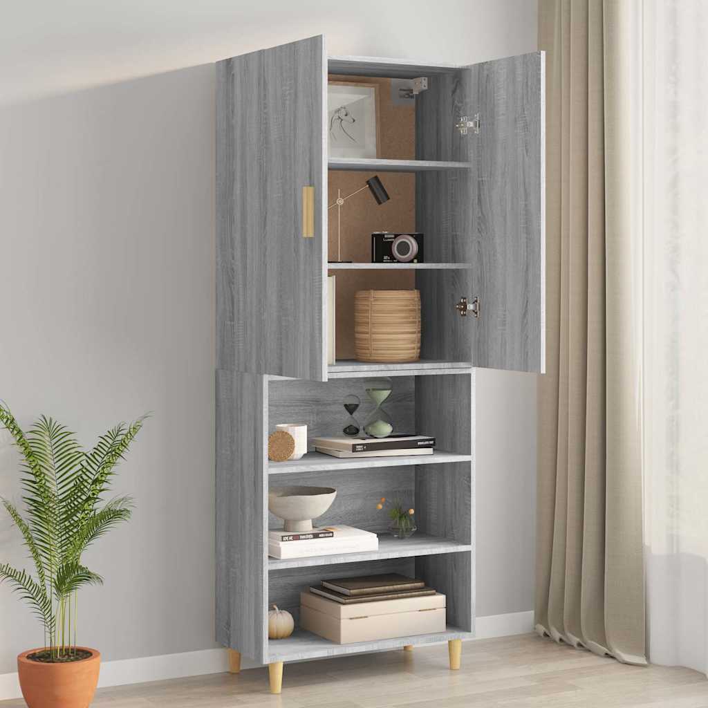 vidaXL Hanging Wall Cabinet Grey Sonoma 69,5x34x90 cm 4