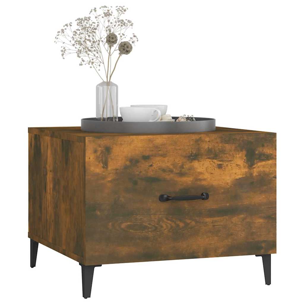 vidaXL Coffee Tables with Metal Legs 2 pcs Smoked Oak 50x50x40 cm 4