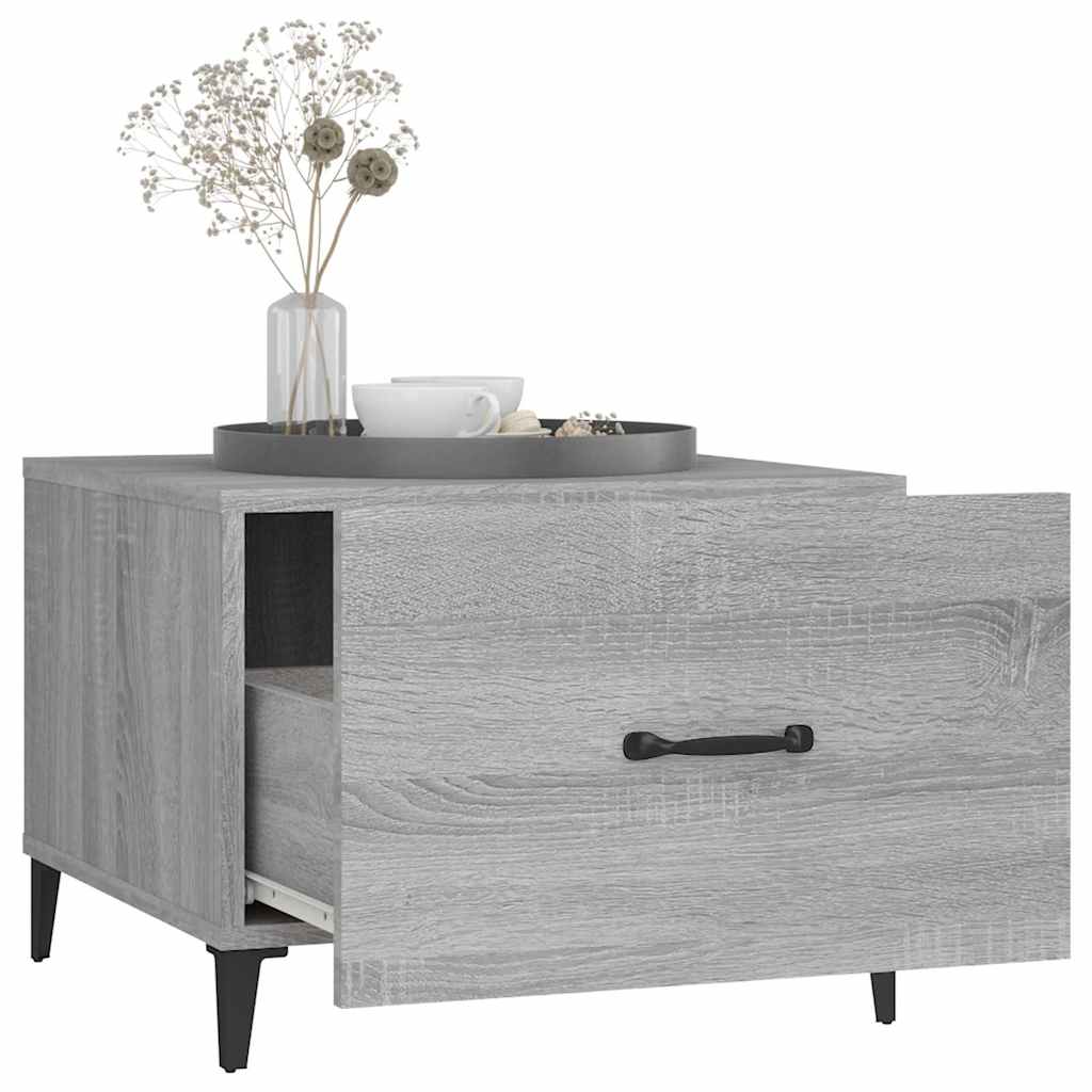 vidaXL Coffee Tables with Metal Legs 2 pcs Grey Sonoma 50x50x40 cm 5