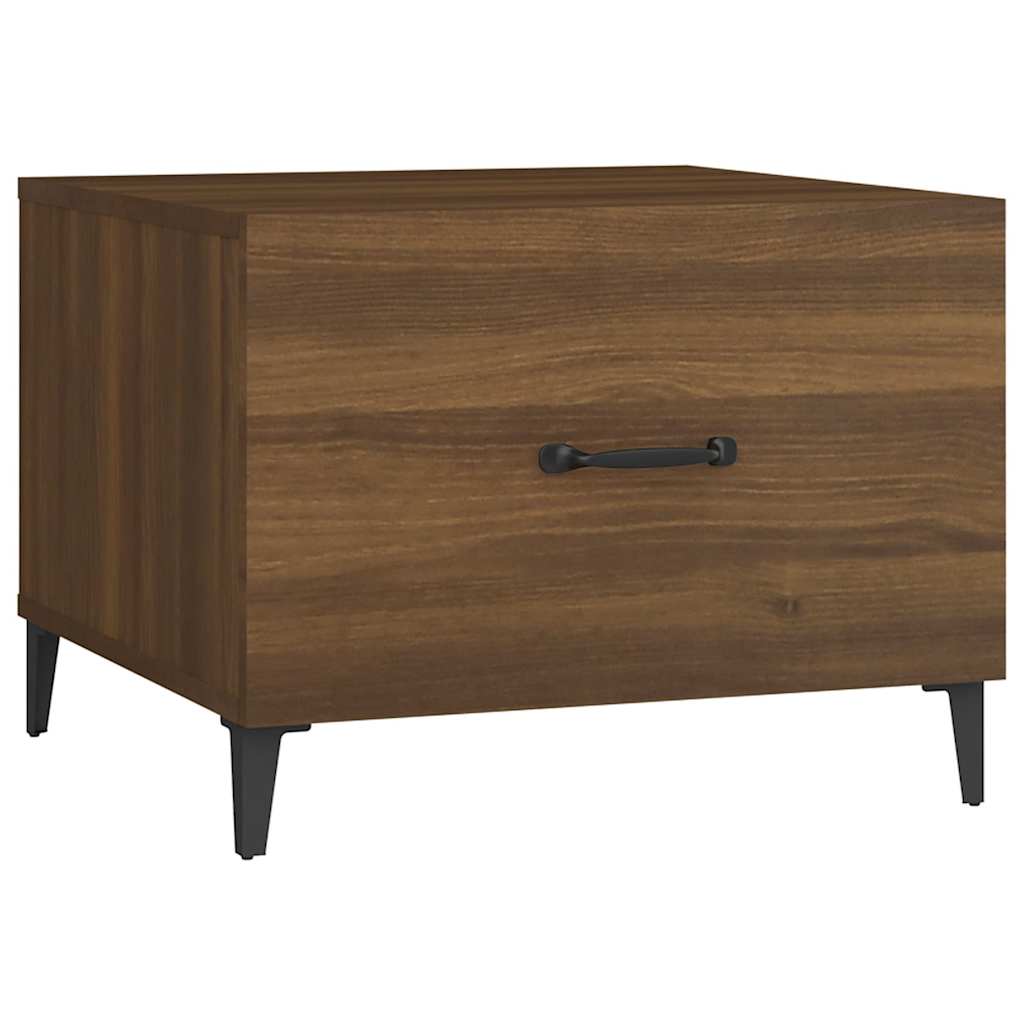 vidaXL Coffee Table with Metal Legs Brown Oak 50x50x40 cm 2