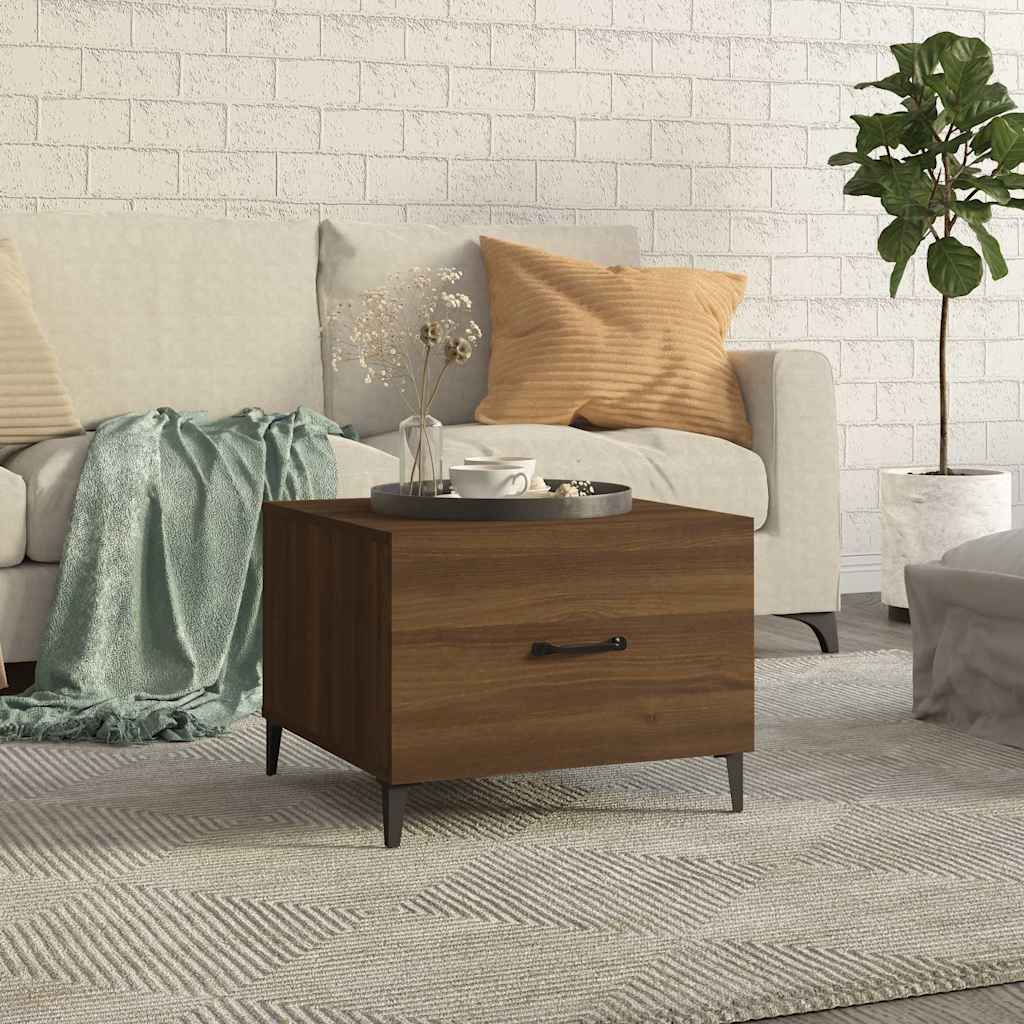 vidaXL Coffee Table with Metal Legs Brown Oak 50x50x40 cm 1