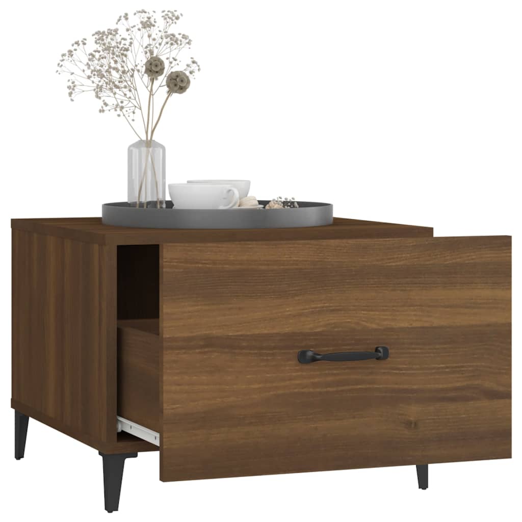 vidaXL Coffee Tables with Metal Legs 2 pcs Brown Oak 50x50x40 cm 5