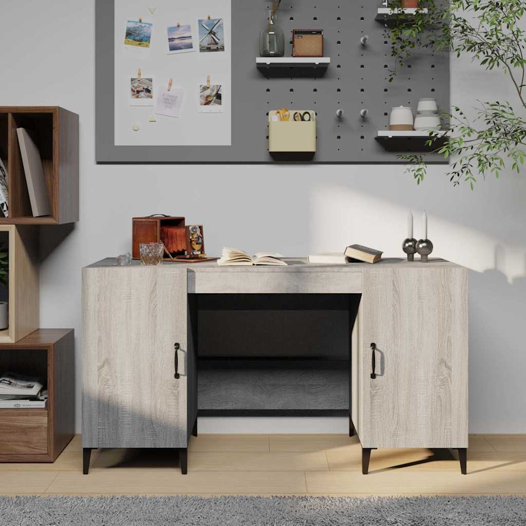 Desk 140x50x75 cm Engineered Wood Grey sonoma