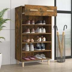 vidaXL Shoe Cabinet Smoked Oak 60x35x105 cm Engineered Wood 3