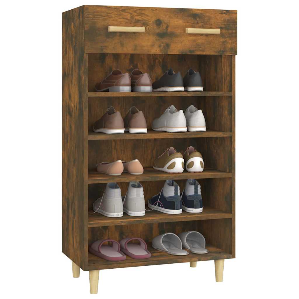 vidaXL Shoe Cabinet Smoked Oak 60x35x105 cm Engineered Wood 4
