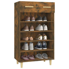 vidaXL Shoe Cabinet Smoked Oak 60x35x105 cm Engineered Wood 4