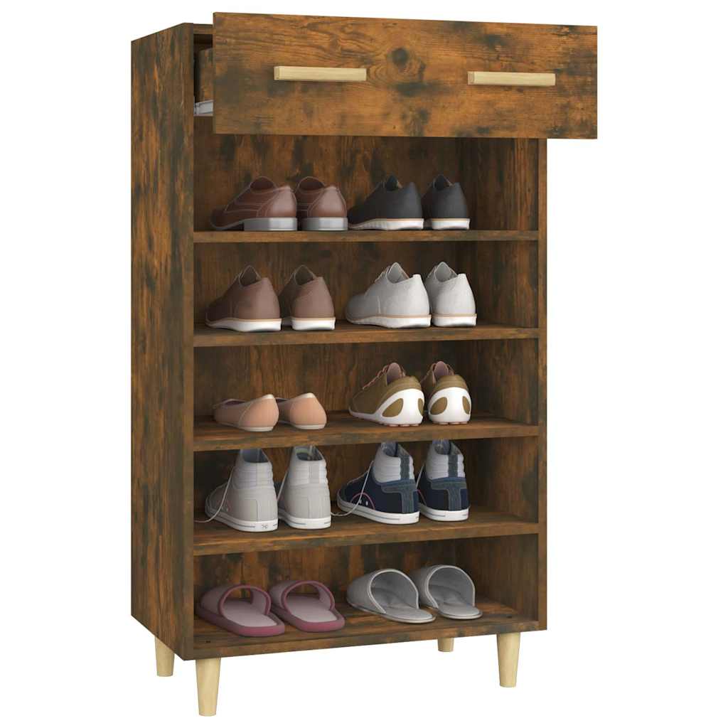 vidaXL Shoe Cabinet Smoked Oak 60x35x105 cm Engineered Wood 5