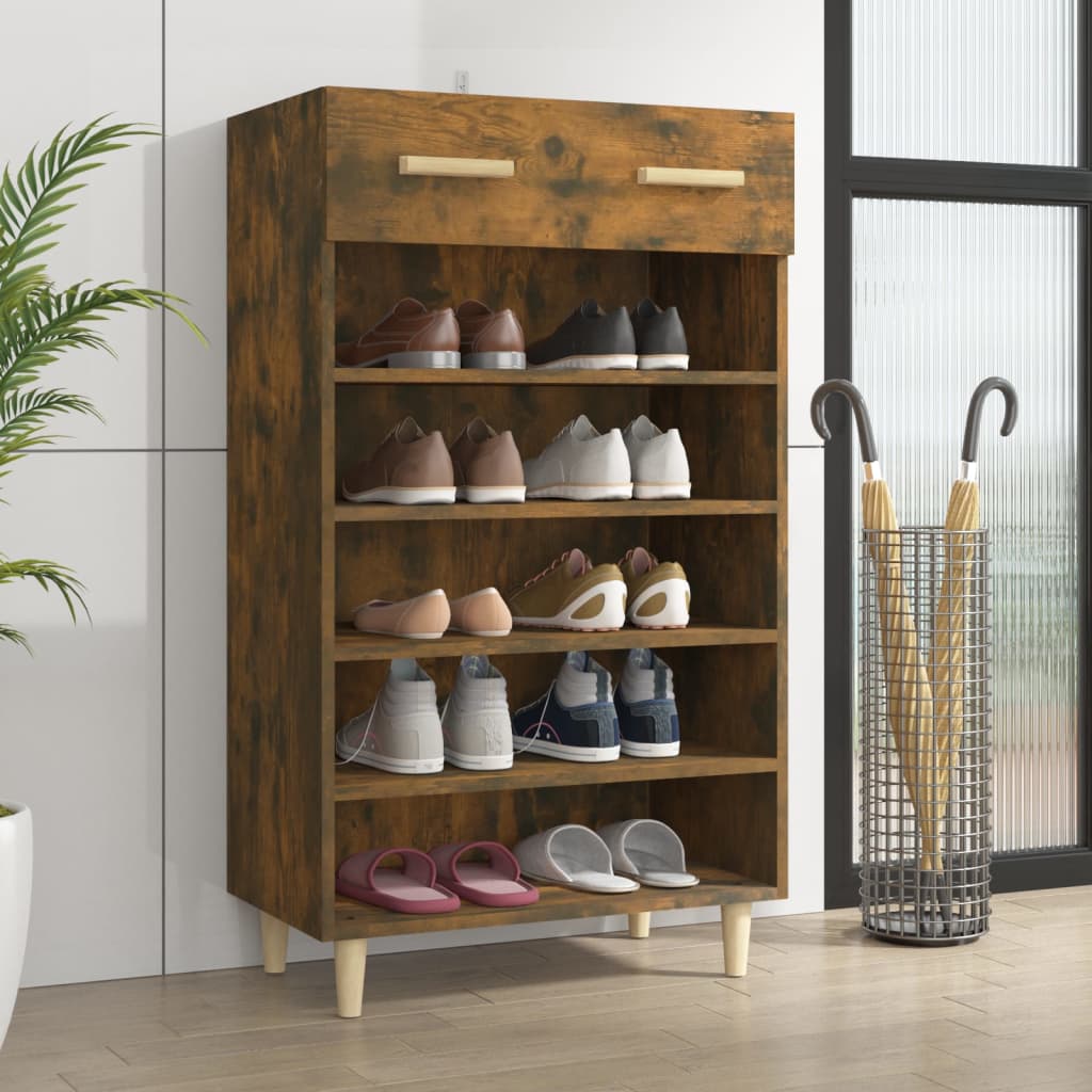 vidaXL Shoe Cabinet Smoked Oak 60x35x105 cm Engineered Wood 1