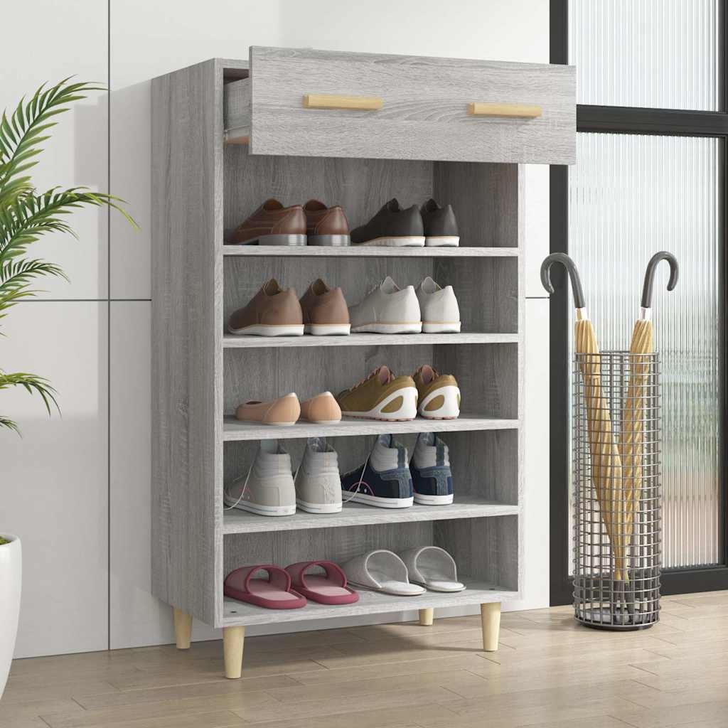 vidaXL Shoe Cabinet Grey Sonoma 60x35x105 cm Engineered Wood 3