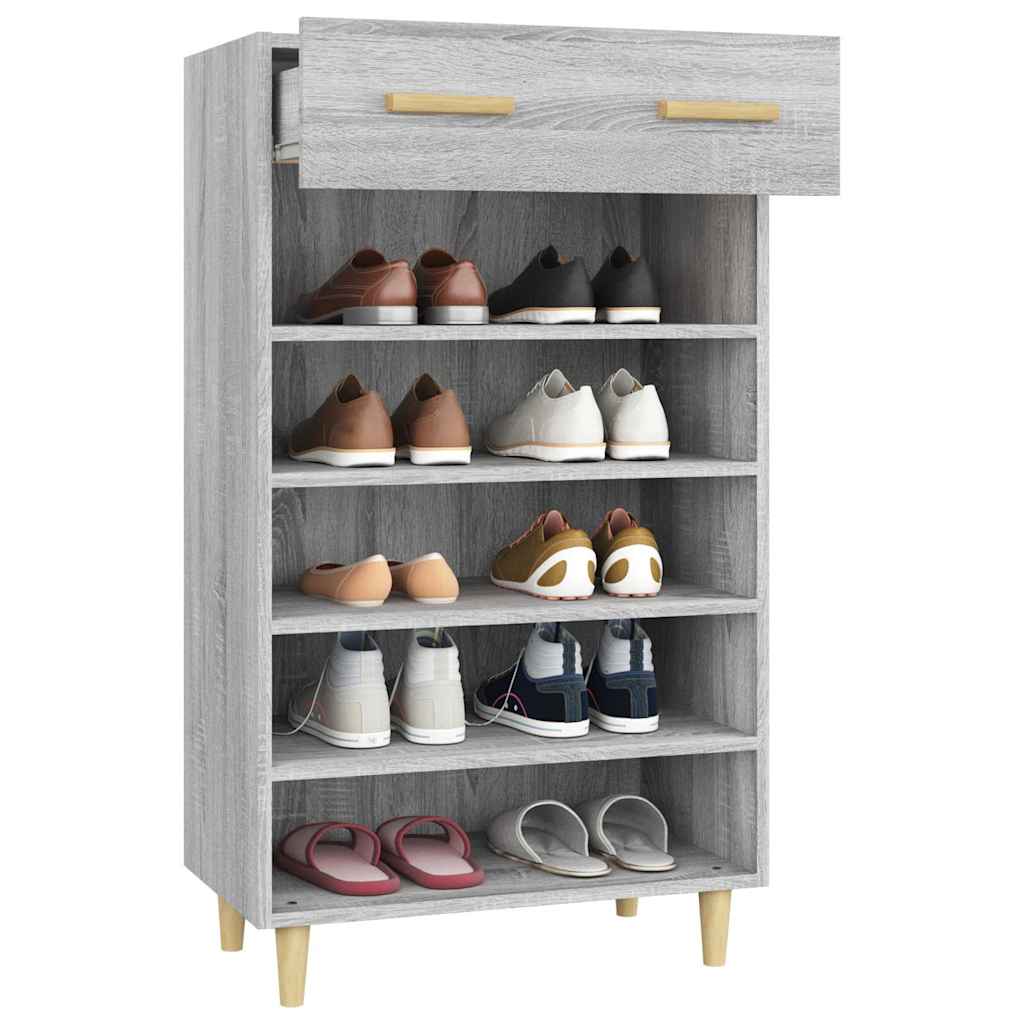 vidaXL Shoe Cabinet Grey Sonoma 60x35x105 cm Engineered Wood 5