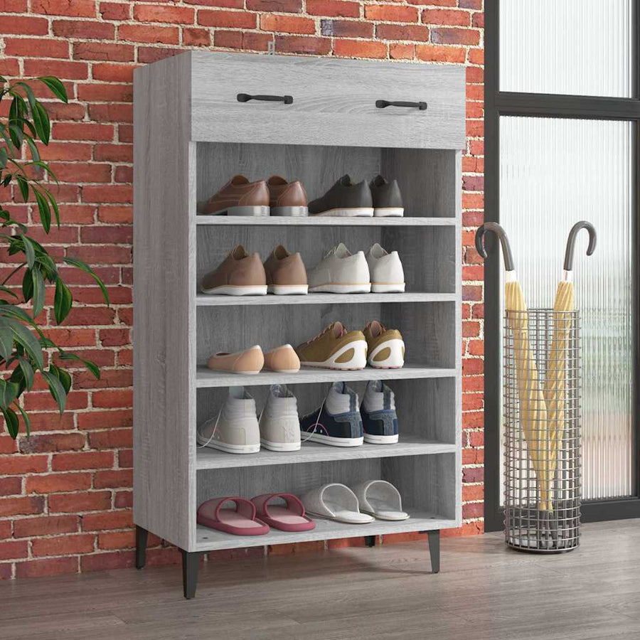 Shoe Cabinet 60x35x105 cm Engineered Wood Grey sonoma