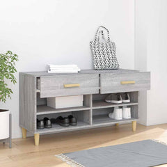 vidaXL Shoe Cabinet Grey Sonoma 102x35x55 cm Engineered Wood 3