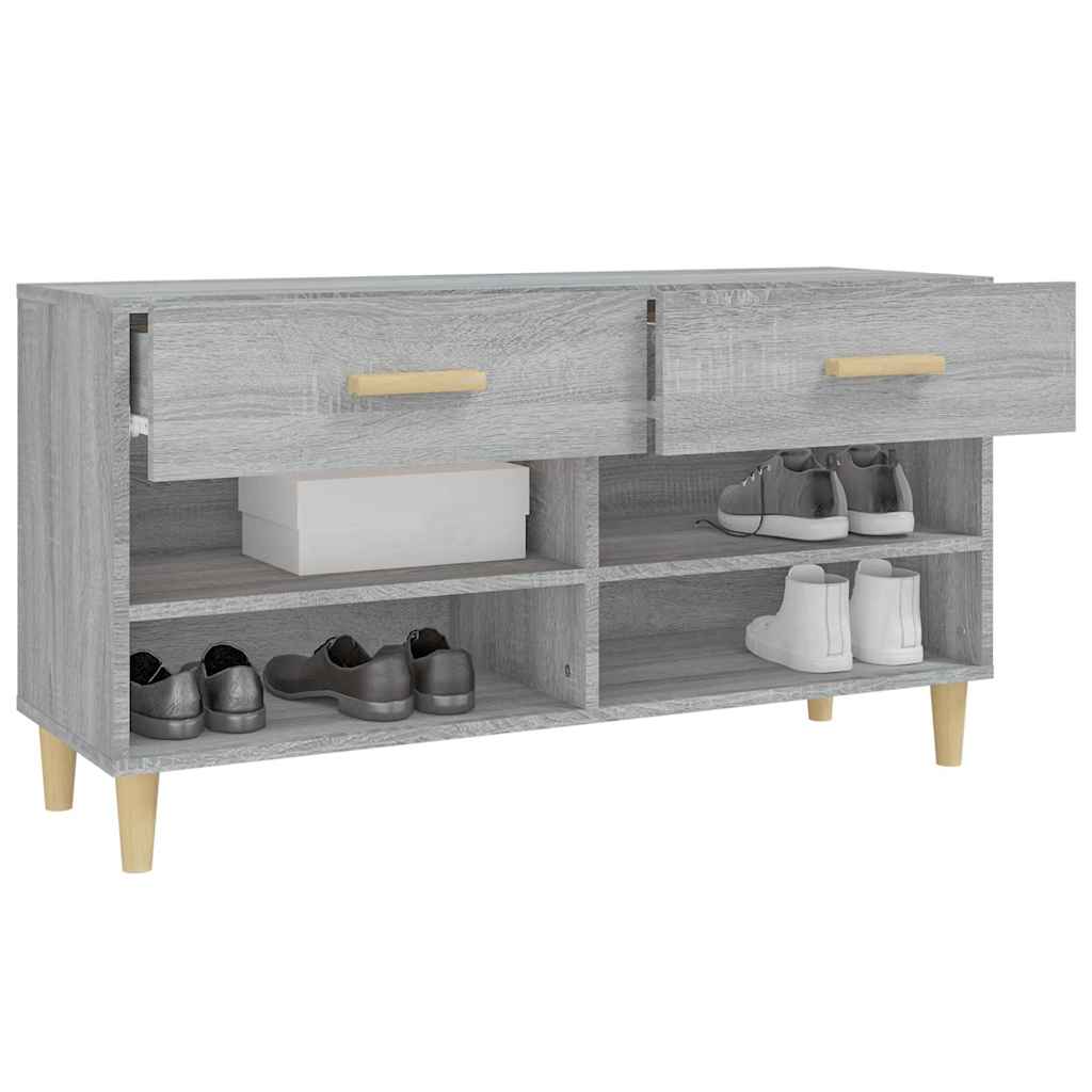 vidaXL Shoe Cabinet Grey Sonoma 102x35x55 cm Engineered Wood 5