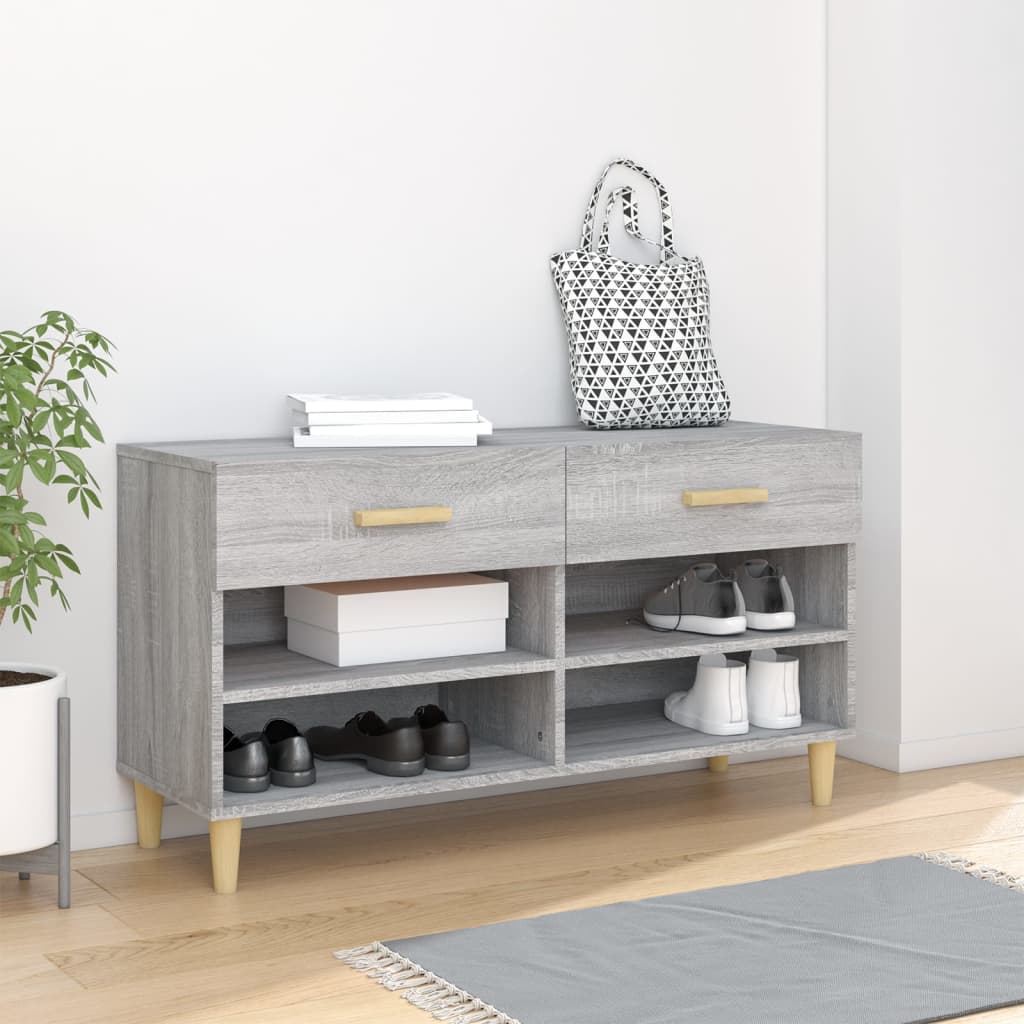 vidaXL Shoe Cabinet Grey Sonoma 102x35x55 cm Engineered Wood 1
