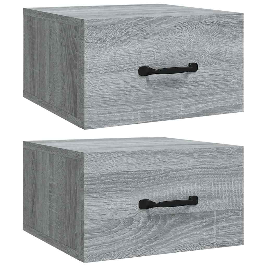 vidaXL Wall-mounted Bedside Cabinets 2 pcs Grey Sonoma 35x35x20 cm 2