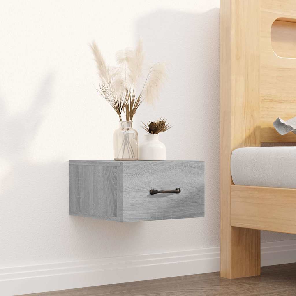 vidaXL Wall-mounted Bedside Cabinets 2 pcs Grey Sonoma 35x35x20 cm 3