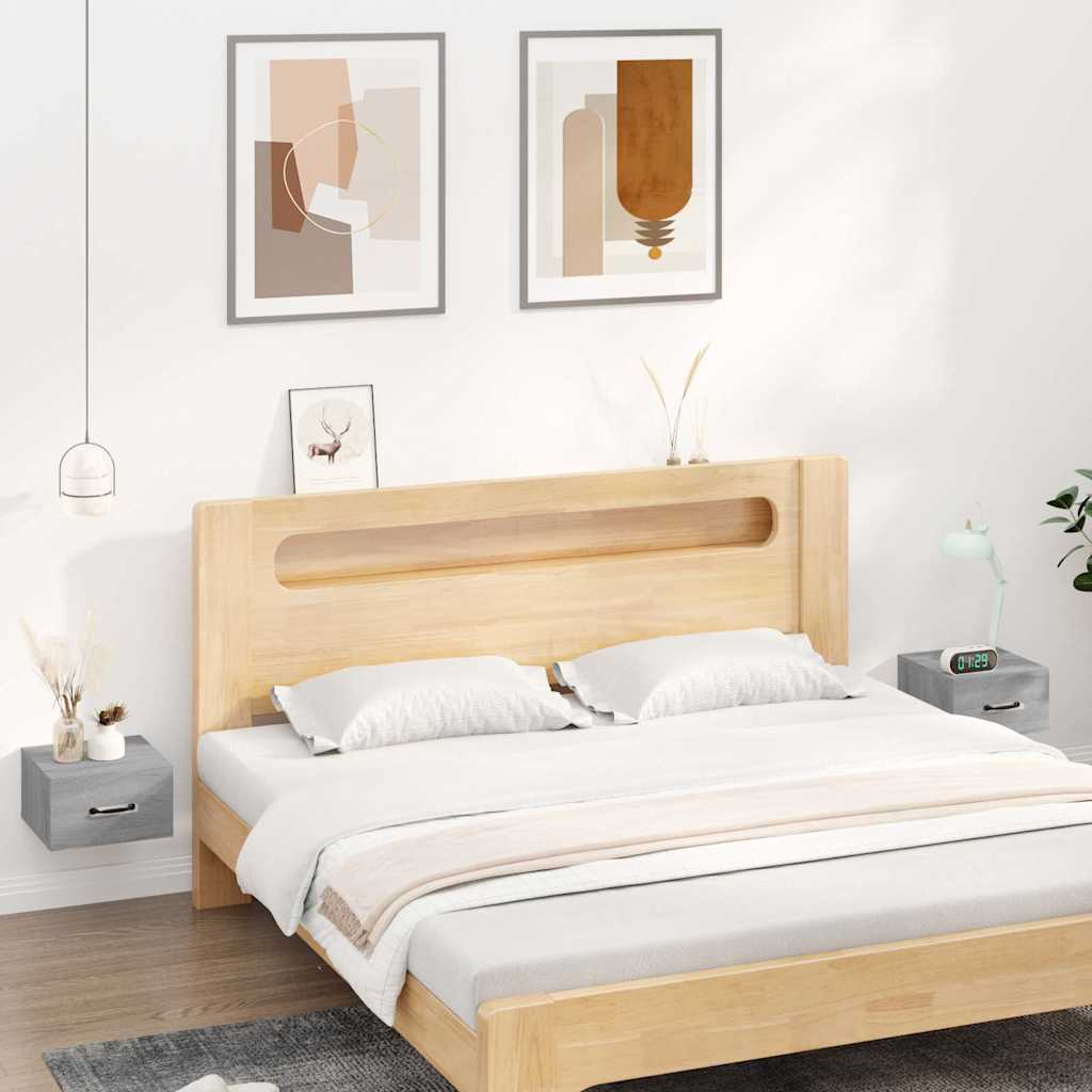 vidaXL Wall-mounted Bedside Cabinets 2 pcs Grey Sonoma 35x35x20 cm 1