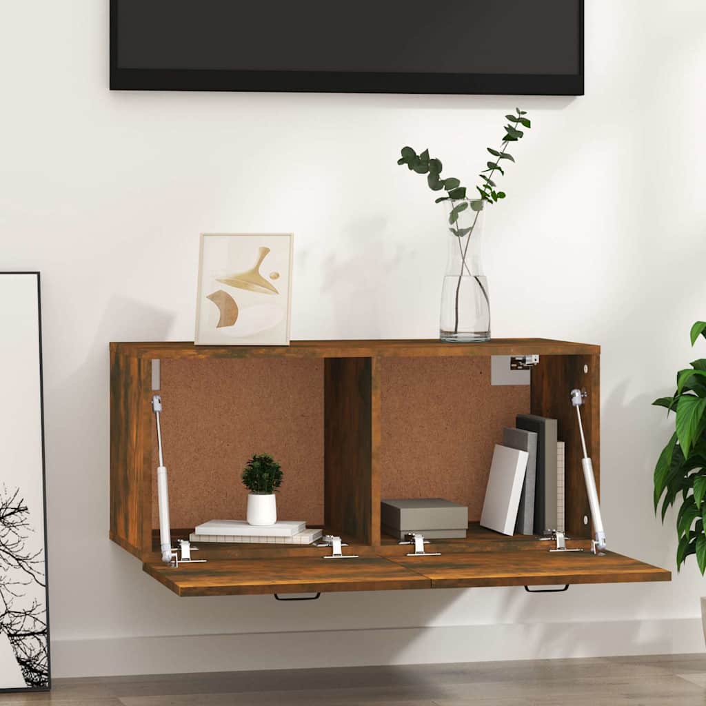 vidaXL Wall Cabinet Smoked Oak 80x36.5x35 cm Engineered Wood 3